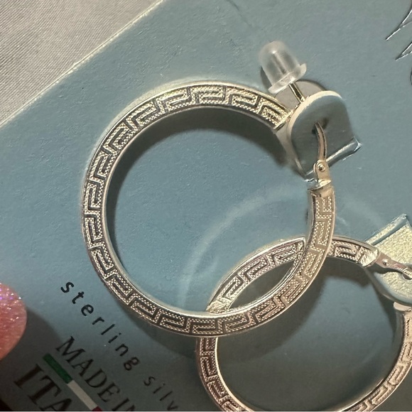 Mia Fiorre Etched Sterling Silver Hoops Earrings - Picture 3 of 3